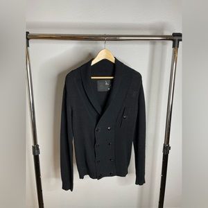 G-Star Men's Black Cardigan Sweater w/ "G" Embroidery